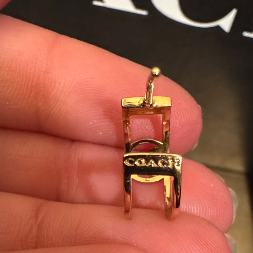 Coach Gold-Tone Logo Hoop Earrings - Picture 4 of 5
